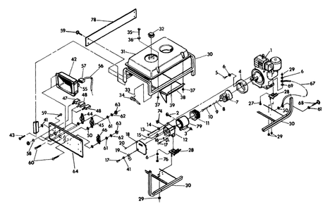 Generator Diagram and Parts List for 9436-0-3W742  Briggs and Stratton Generator
